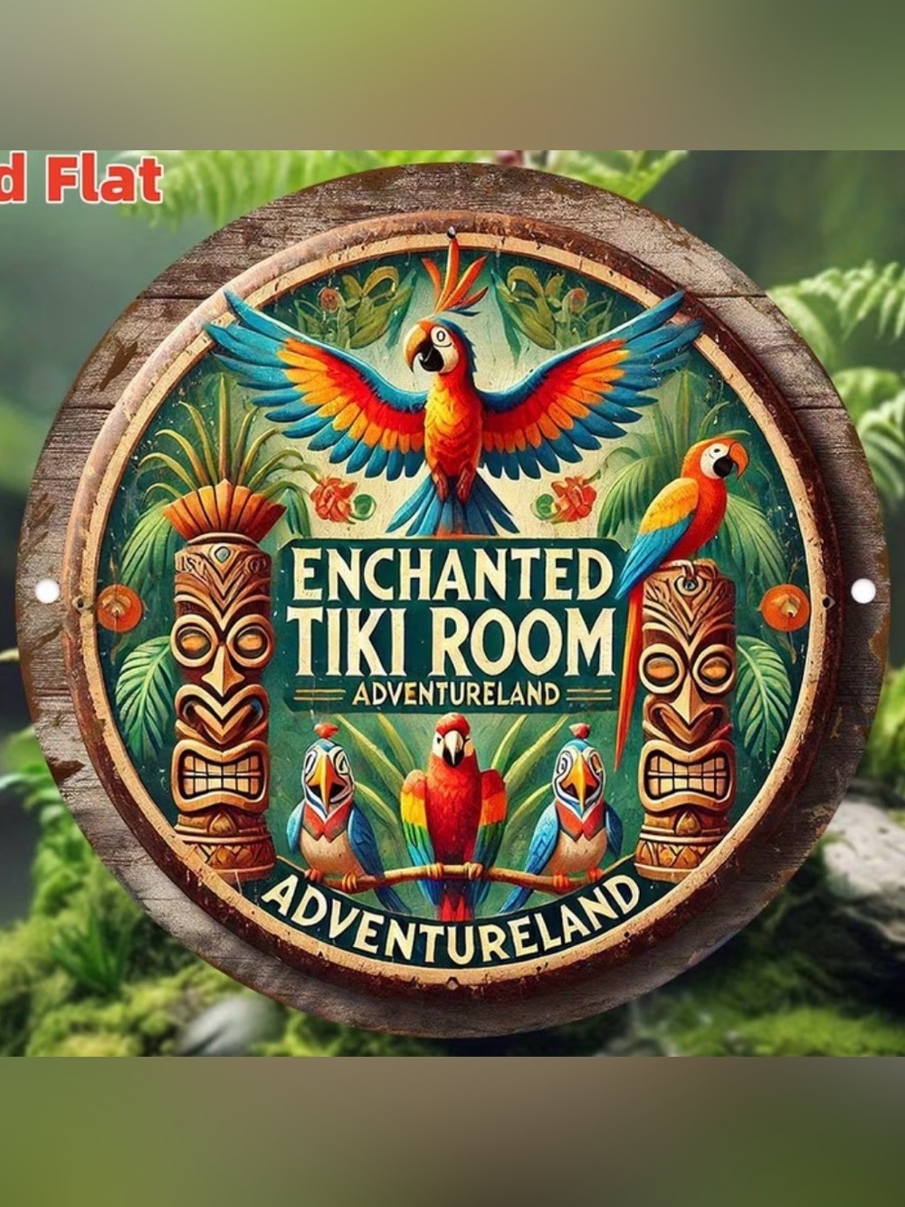 NWT-Enchanted Tiki Room 7.8” Round Home Decor Indoor/Outdoor Aluminum Sign